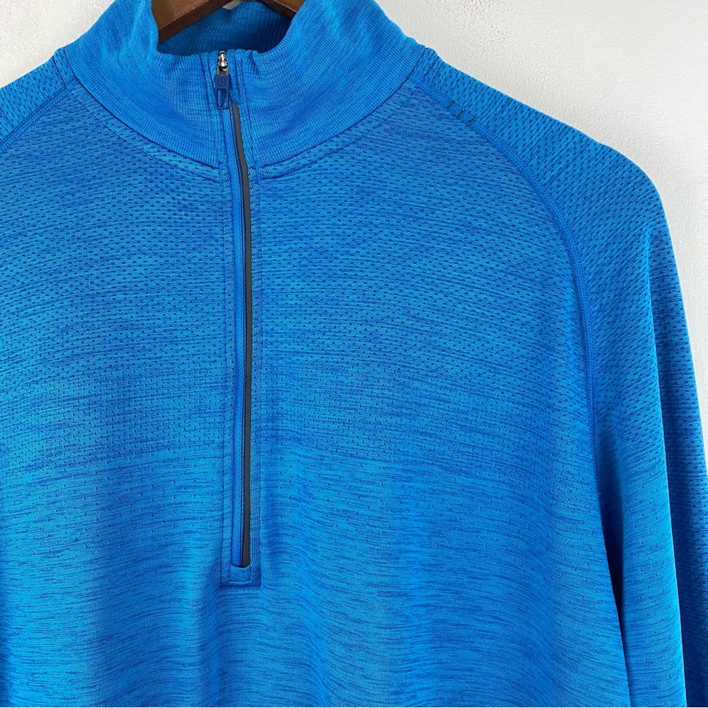 Lululemon size XL Men’s Heathered Blue Metal Vent Tech 1/2 Zip Long Sleeve Top - Picture 2 of 8